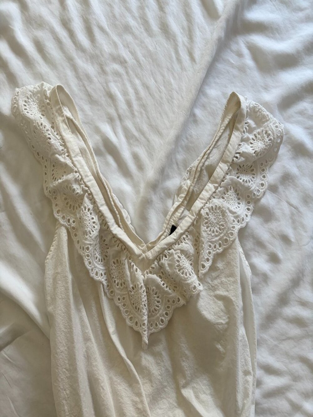 White Ruffle Trim Bubble Hem Tank Top Size S